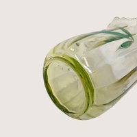 1900s Beaumont Glass Hand Painted Green Uranium Glass Vase
