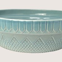 1990s Coche Portuguese Teal Stoneware Bowl
