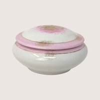 1950s Japanese Porcelain Pink and Gold Trinket Box
