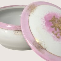 1950s Japanese Porcelain Pink and Gold Trinket Box