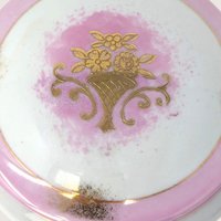 1950s Japanese Porcelain Pink and Gold Trinket Box