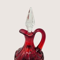 1960s Fenton Ruby Red Glass Scroll Cruet