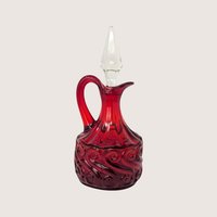 1960s Fenton Ruby Red Glass Scroll Cruet