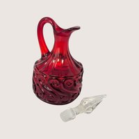1960s Fenton Ruby Red Glass Scroll Cruet