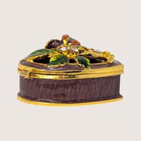 1990s Enameled Heart Floral Rhinestone Trinket Box