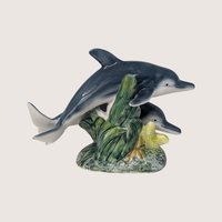 1990s Dual Dolphin Ceramic Ocean Figurine