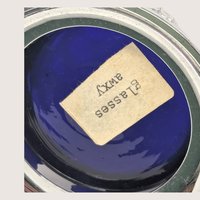 1950s Japanese Silver Plated Cobalt Glass Dragon Tankards Pair