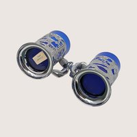 1950s Japanese Silver Plated Cobalt Glass Dragon Tankards Pair