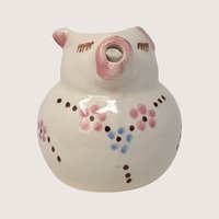 1950s Hand Painted Ceramic Pig Creamer with Floral Accents