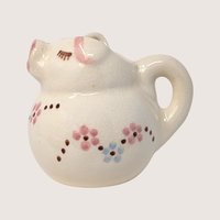 1950s Hand Painted Ceramic Pig Creamer with Floral Accents
