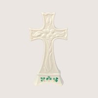 1980s Belleek Shamrock Parian China Celtic Cross Figurine