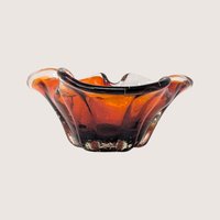 1970s Art Glass Murano Style Amber to Red Gradient Bowl
