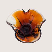 1970s Art Glass Murano Style Amber to Red Gradient Bowl