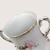 Antique Royal Bavarian PM Porcelain Pink Floral Sugar Bowl and Creamer Set 