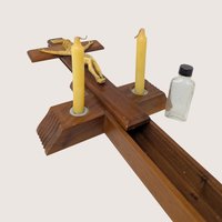 1950s Wooden Last Rites Crucifix Sick Call Shadow Box Set