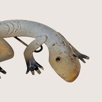 Vintage Brutalist Metal Lizard Wall Hanging Sculpture