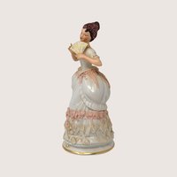 1920s Dresden Porcelain Lady Figurine with Hand Fan