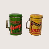 1970s Elton Kirby Percival Duffin Tin Salt and Pepper Shakers Set