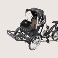 1970s Black Metal Vietnamese Cyclo Rickshaw Miniature Model