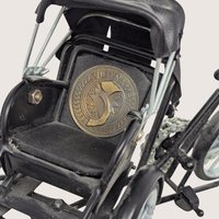 1970s Black Metal Vietnamese Cyclo Rickshaw Miniature Model