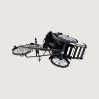 1970s Black Metal Vietnamese Cyclo Rickshaw Miniature Model