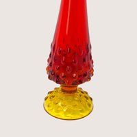 1960s Kanawha Amberina Hobnail Glass Swung Vase