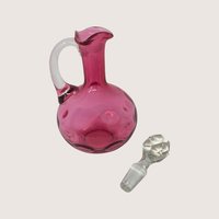 1890s Cranberry Glass Optic Thumbprint Cruet