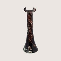 1970s Murano Style Tortoiseshell Glass Bud Vase