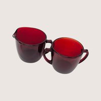 1950s Anchor Hocking Royal Ruby Creamer and Sugar Bowl Set