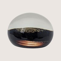 1980s Japanese Lacquerware Glass Ram Paperweight