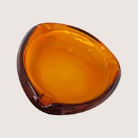1970s Viking Glass Amber Asymmetrical Ashtray