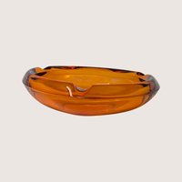 1970s Viking Glass Amber Asymmetrical Ashtray
