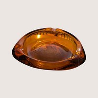 1970s Viking Glass Amber Asymmetrical Ashtray