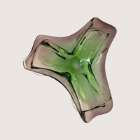 1960s Murano Glass Green and Amethyst Freeform Dish