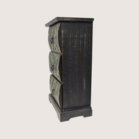 1990s Carved Wooden Botanical Three Drawer Jewelry Box
