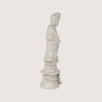 Vintage Blanc de Chine Porcelain Guan Yin Lotus Base Figurine