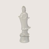 Vintage Blanc de Chine Porcelain Guan Yin Lotus Base Figurine