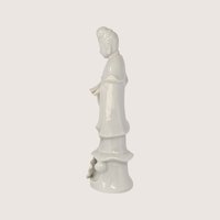 Vintage Blanc de Chine Porcelain Guan Yin Lotus Base Figurine