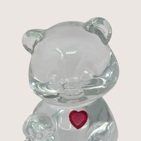 1990s Fenton Clear Glass July Birthstone Bear Figurine