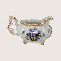 1960s Napco Porcelain Purple Violets Cream and Sugar Set