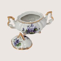 1960s Napco Porcelain Purple Violets Cream and Sugar Set