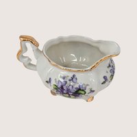 1960s Napco Porcelain Purple Violets Cream and Sugar Set