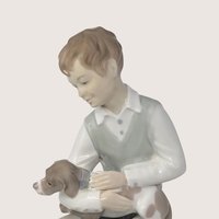 1980s Zaphir Spain Boy with Puppy Porcelain Figurine
