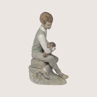 1980s Zaphir Spain Boy with Puppy Porcelain Figurine