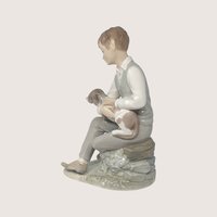 1980s Zaphir Spain Boy with Puppy Porcelain Figurine