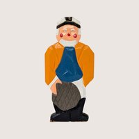 1980s Wooden Nautical Folk Art Handpainted Fisherman Figures