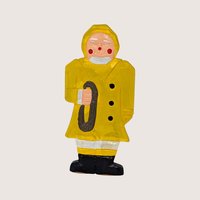 1980s Wooden Nautical Folk Art Handpainted Fisherman Figures