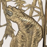 1970s Asian Brass Tiger and Dragon Wall Hanging Pair
