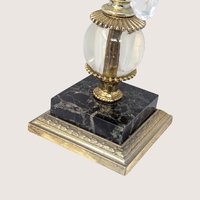 Vintage Ornate Brass Marble Crystal Candlestick Holder