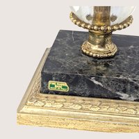 Vintage Ornate Brass Marble Crystal Candlestick Holder
